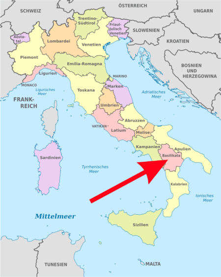 Das Angeli Berg-Olivenoel kommt aus der Basilikata. Die Basilikata liegt zwischen Apulien und Kalabrien im Sueden von Italien.